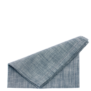 Walton & Co Flint Blue Chambray Set of 4 Napkins